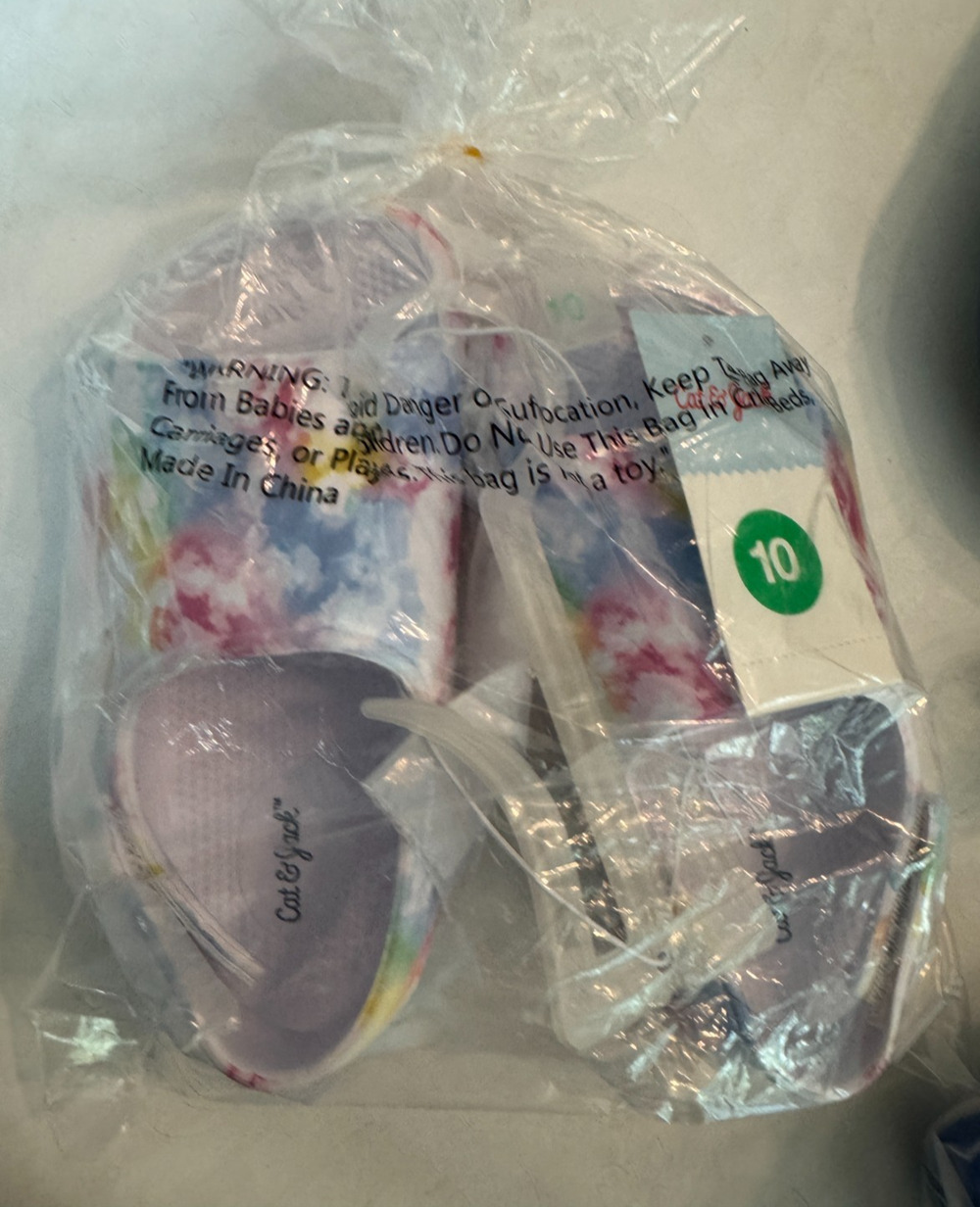 Cat & Jack Toddler Girls Tie Dye Slide Sandals Multicolor Size 10 Slip On